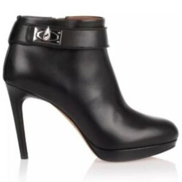 Givenchy Shark Lock Black Leather Ankle Boots 40 - Picture 9 of 10
